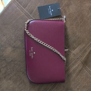 Kate Spade Plum Wristlet with Gold Chain